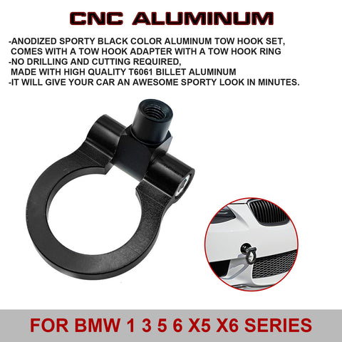 Black CNC Euro Racing Style Tow Hook For BMW 1 3 5 Series X5 X6 Mini Cooper R55