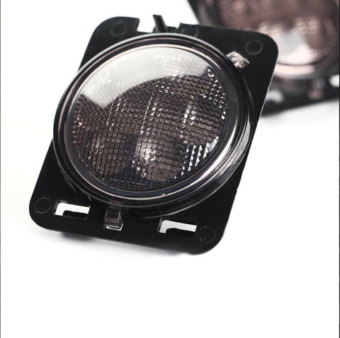 2pcs Round / Square Style LED Turn Signal Front Grill Side Marker Light Smoked Lens for Jeep Wrangler JK 2007-2017