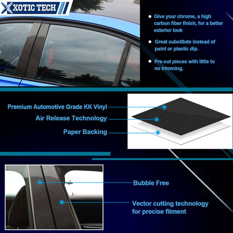 Carbon Fiber Texture Window Door Pillar Post Trim Sticker For BMW 3-Series E90