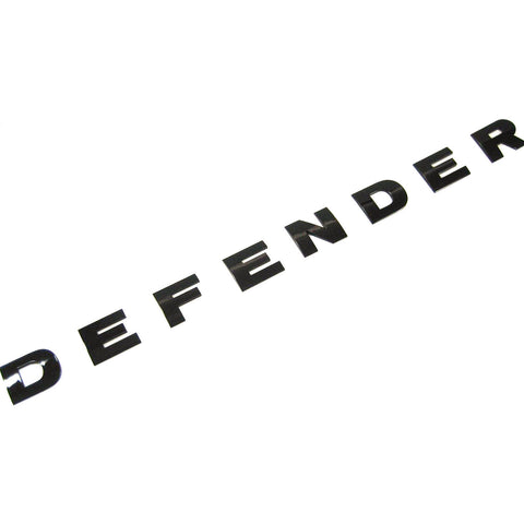 Auto Front Hood Logo Emblem DEFENDER Letter Badge for Land Rover - 1 Set Matte Silver Chrome/ Black ABS