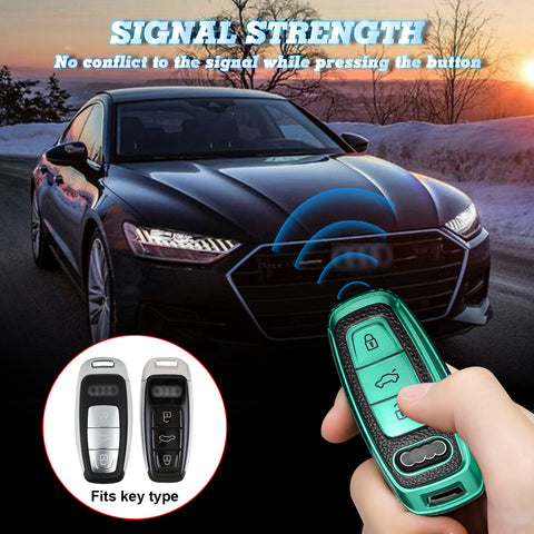 Green Full Protect Remote Smart Key Fob Cover For Audi A6L A7 A8 w/3 Button Key