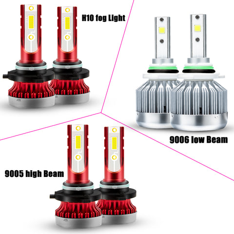 for Chrysler 300 2005-2009 LED Headlight Fog Light Combo Kit Super Bright, 9006 9005 LED Headlight Low High Beam + H10 9145 LED Fog Light Bulb 6000K White