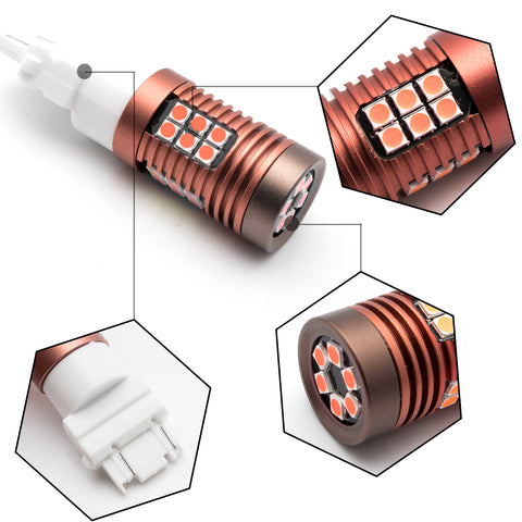 2x 30-SMD LED 3157 4157 3757A S25 Bulb for Brake Tail Stop Light Front Rear Turn Signal Lamp Parking Backup Reverse Light DRL Error Free