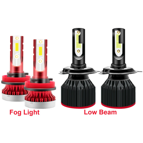 for Honda Fit HR-V 2007-2019 LED Headlights High Low Beam Fog Light Bulb Xenon White 6000K, High Power Bright Headlight Fog Lamp Package Combo