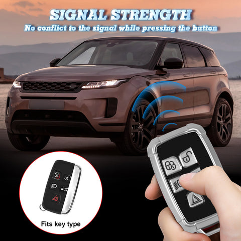 Iron Armor Style Silver Full Cover Remote Key Fob Cover For Range Rover 2013-2017