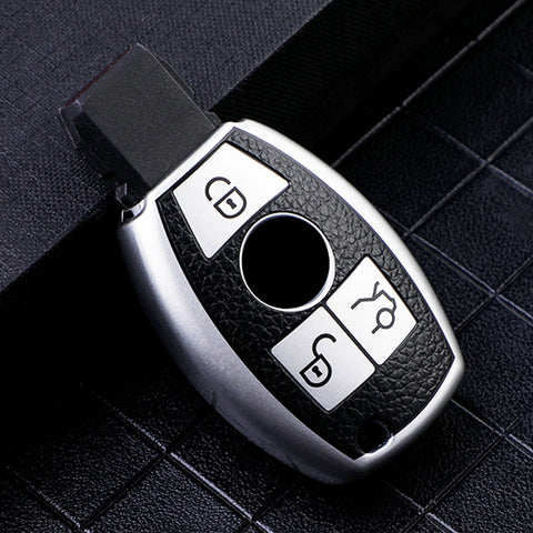 Full Protection Silver Smart Key Fob Cover Case Shell For Mercedes Benz 3 Button