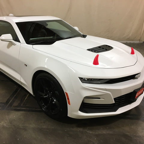 2Pcs Red Devil Bull Horn Antenna Roof Stickers Decor For Car Front Rear Bumper