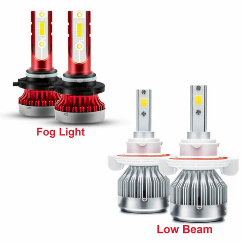 4pcs LED High Low Beam Headlight Fog Light Bulbs Kit White 6000K for Ford Explorer 2006-2010/Fit Ford Expedition 2007-2014