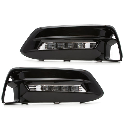 for Honda Accord 2018 2019 LED Fog Light Kit Assembly, Front Bumper LED Fog Light Bezel Cover with White Ice Blue Amber LED DRL Fog Lamp Turn Signal Light