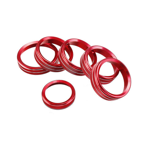 6pcs Centre Console AC Climate Control/Radio Volume Tune Switch Knob Surrounding Ring Decoration Covers Compatible with Ford F150 XLT 2016-2020 (Red)