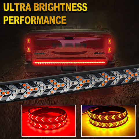 48" Multi-Functions 5 Rows 432pcs SMD LED Chips LED Tailgate Strip Light Bar - Sequential Flowing Turn Signal Brake Tail Reverse Running Arrowhead for Trucks Trailer Pickup SUV etc, No Drill Install