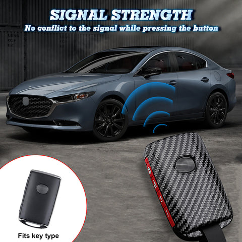Carbon Fiber Texture Full Protect Keyless Key Fob Cover For Mazda CX-9 2020-23
