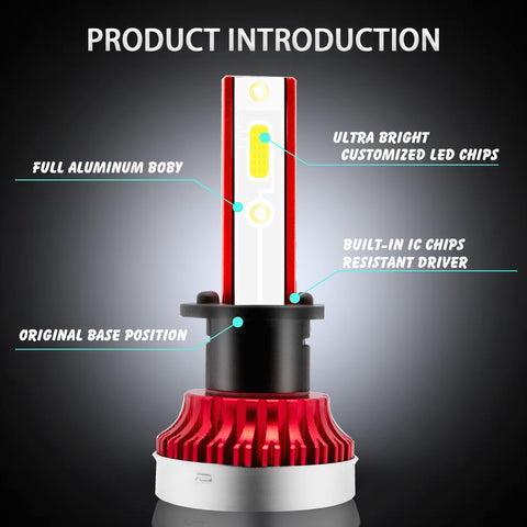 H1 6000LM LED Bulbs High Beam White 6000K Super Bright