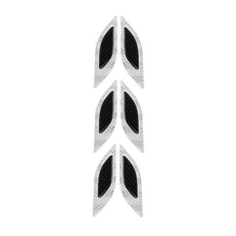 6x White w/ Carbon Fiber Pattern 3D PVC Night Reflect Car Vent Edge Bumper Decal