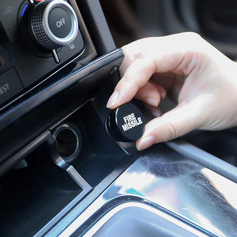 FIRE Missile Cigarette Lighter Push Button Plug Replacement Cover, Aluminum Black, Fit Cars Trucks SUVs with 12V Power Source