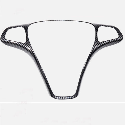 Xotic Tech Carbon Fiber Pattern/ Silver Chrome Steering Wheel Panel Cover Sticker for Mercedes Benz C E GLC 2014- 2017