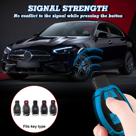 Full Covered Armor Blue TPU Remote Fob Key Cover Shell For Mercedes B C E G SLK