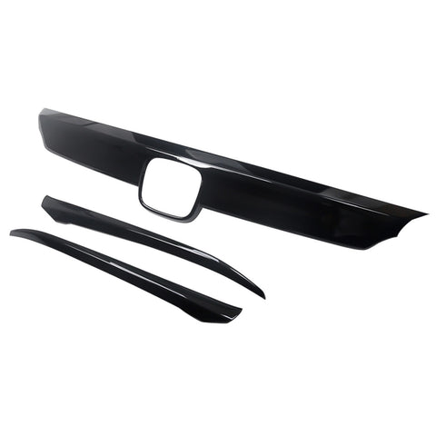 Front Grille Cover Moulding Trim fit for compatible with Honda Accord 2018 2019 2020 ABS Glossy Black Lip Bumper, 3PCS