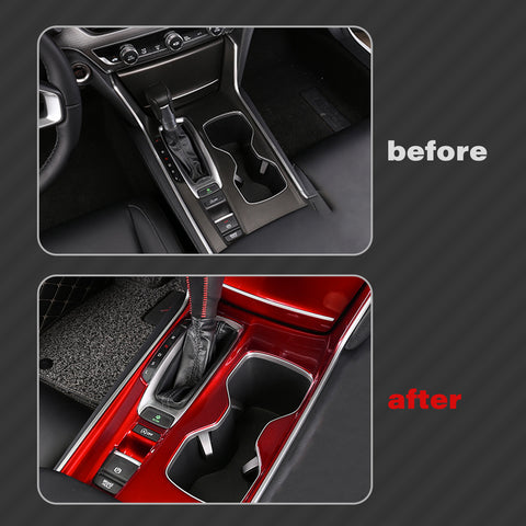 Interior Gear Shift Box Water Cup Holder Panel Cover Trim ABS Red Compatible with Honda Accord 10th Gen 2018 2019 2020 2021