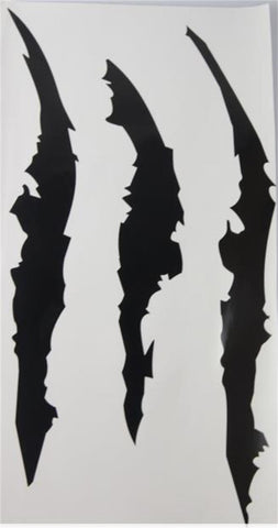 12 inch Vinyl Headlight Taillight Claw Scar Scratch Decal Monster Stripe Decor Sticker Black/ Green/ Red/ Silver