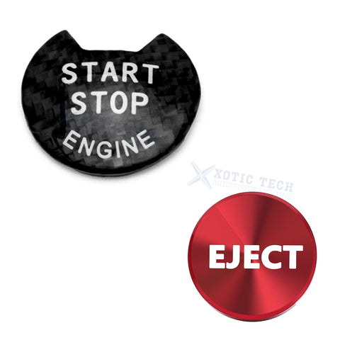 Real Carbon Fiber Engine + Red Cigarette Eject Button Trim For Nissan Infiniti