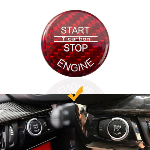 Red Carbon Fiber Keyless Start Stop Button Trim Cover Cap For BMW 1 2 3 4 5 6 7 X1 X3 X4 X5 X6 F30 F10 F01 F32 F15 F25 G30 G31 G11 G12