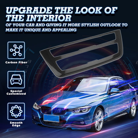 Carbon Fiber Style Center Air Condition CD Panel Decor Cover Trim Compatible With BMW 3 4 Series F30 F31 F34