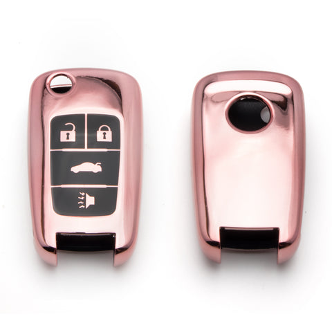 Red / Rose Gold Soft TPU Full Protection Remote Key Fob Case Cover for Chevrolet Cruze Malibu 4-button Flip Key