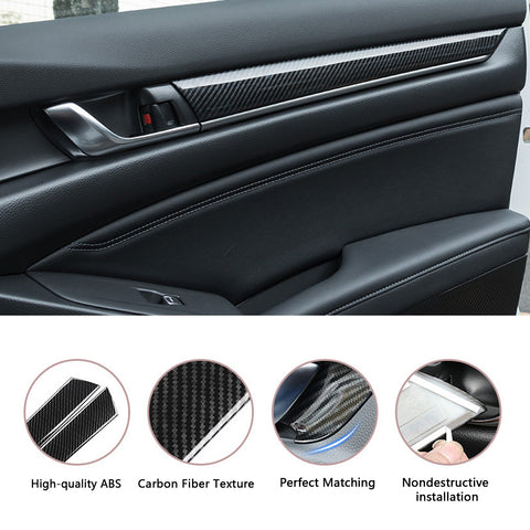 4pcs Car Interior Door Panel Stripe Cover Molding Trim ABS Carbon Fiber for Honda Accord 2018 2019