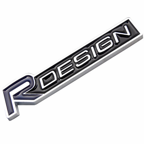 Silver/Black Metal R-Design Letter Emblem Trunk Lid Side Fender Decal Badge for Volvo