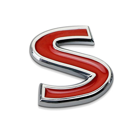 3D Metal Red Letter S Badge Rear Fender Trunk Emblem Sticker for Infiniti Q50