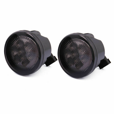 2pcs Round / Square Style LED Turn Signal Front Grill Side Marker Light Smoked Lens for Jeep Wrangler JK 2007-2017