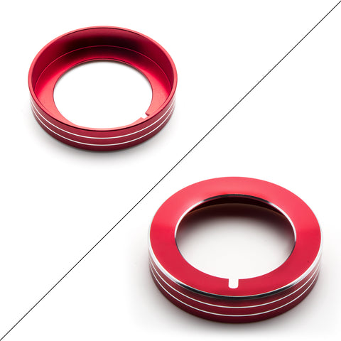 1x Red Aluminum Headlight Fog Light Switch Knob Cover Button Ring Trim for Ford Mustang F-150 Raptor 2015-up