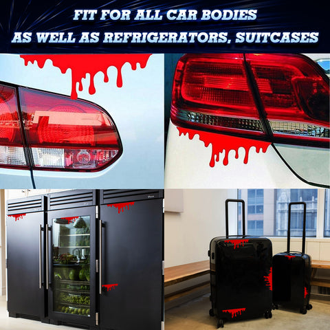 2 Sheets Blood Bleeding Horror Stickers Decor Film Car Front Rear Headlights Window Headlamp Bumper Tail Light Funny Zombie Stickers Accessories Universal for Car