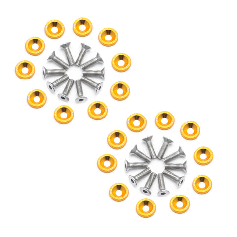 20PCS CNC Billet Aluminum Engine Bolt Bay Screw Washer Dress Up Kits (Gold)