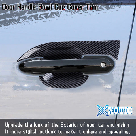 4pcs Exterior Door Handle Bowl Cover Trim For Toyota RAV4 2019-2024, Carbon Fiber Pattern
