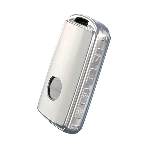 White TPU Sand Leather Full Protect Remote Key Fob Cover For Mazda CX-9 2020-23