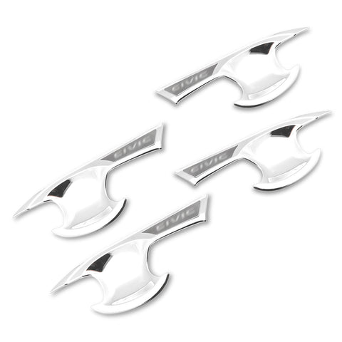 Exterior Door Handle Bowl Insert Molding Cover Decorative Protector Trim Chrome ABS for Honda Civic 10th Gen Sedan 2016 2017 2018 2019 2020 w/ keyless hole