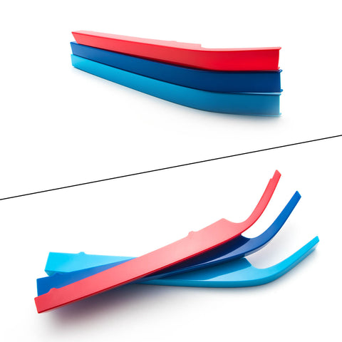 3pcs M-colored Grille Kidney Insert Trims Stripe Cover for BMW G11 7 Series LCI 2020-up (8 Beam Bars)