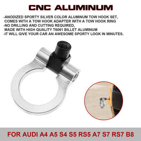 Set Anodized Alloy Silver Track Racing Style Tow Hook For Audi A4/S4 B8 2008-2019