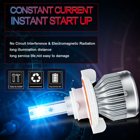 H13 9008 Ice Blue 8000K LED Headlight Bulb Conversion Kit High Low Beam, 6000LM Super Bright Fog Light Replacement