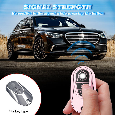 Pink Soft TPU Full Protect Remote Key Fob Cover For Mercedes-Benz S-Class 2020+