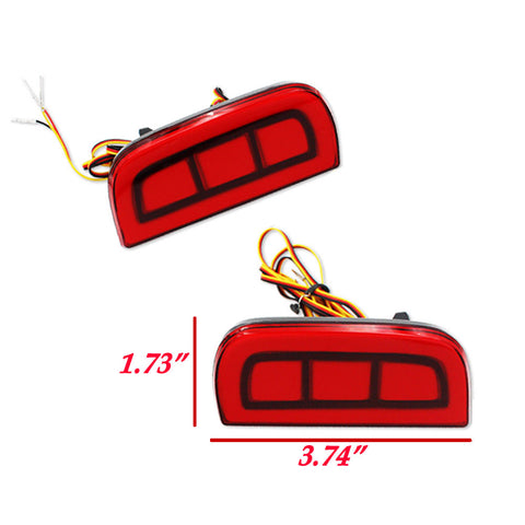 2x Add-on Rear Bumper Marker Reflector Red LED Lights For 2016-18 Honda Civic Sedan