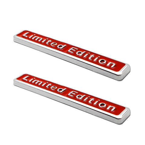 2x Limited Edition Logo Emblem Metal Badge Sticker for Car Side Door Fender Rear Trunk 2.5" x 0.4" (RED)