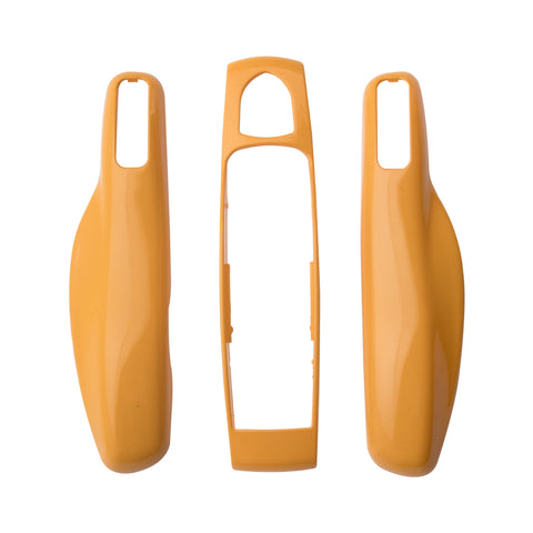 Gloss Yellow ABS Smart Key Fob Cover Holder w/Keychain For Porsche Macan Carrera 911 Cayenne