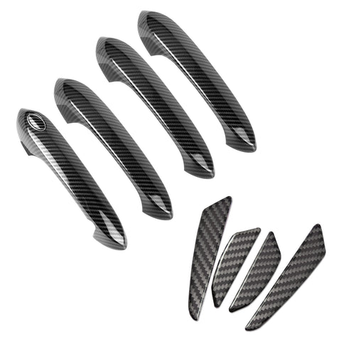 Carbon Fiber Style Door Handle+Door Edge Protect Guard Trim For BMW 330i 2019-21