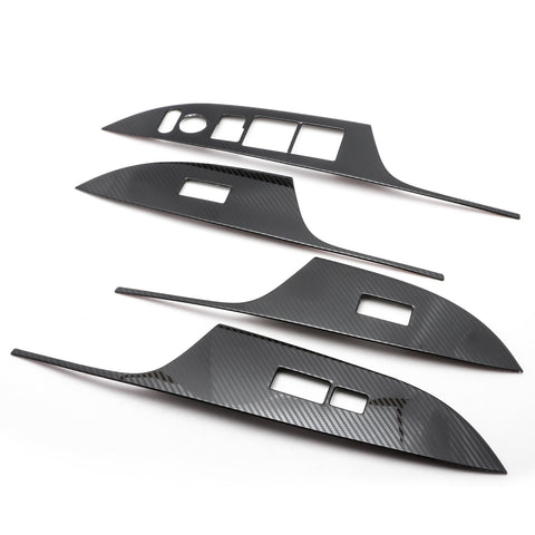 4pcs for Honda Accord 2013-2017 Door Window Lift Switch Panel Cover Trim, Carbon Fiber Look Stainless Steel Car Door Window Lock Panel Switch Bezel Cover Driver Passenger Side