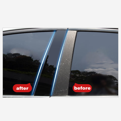 Door Window Pillar Post Genuine KK Vinyl Decal, Overlay Pre-Cut Cover Sticker, Compatible with BMW 3-Series F30 2012-2018 (Glossy Black)