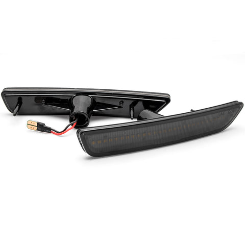 2x Smoked Lens Amber / White LED Front Side Marker Light Lamp Kit for Ford Mustang 2010-2014, Direct Replace, Super Bright 27-SMD