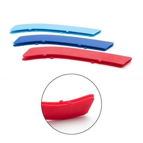 3pcs Exact Fit M-Colored Sporty Grille Kidney Insert Trims for BMW 3 Series E92 E93 2005-2009 (14 beam bars)